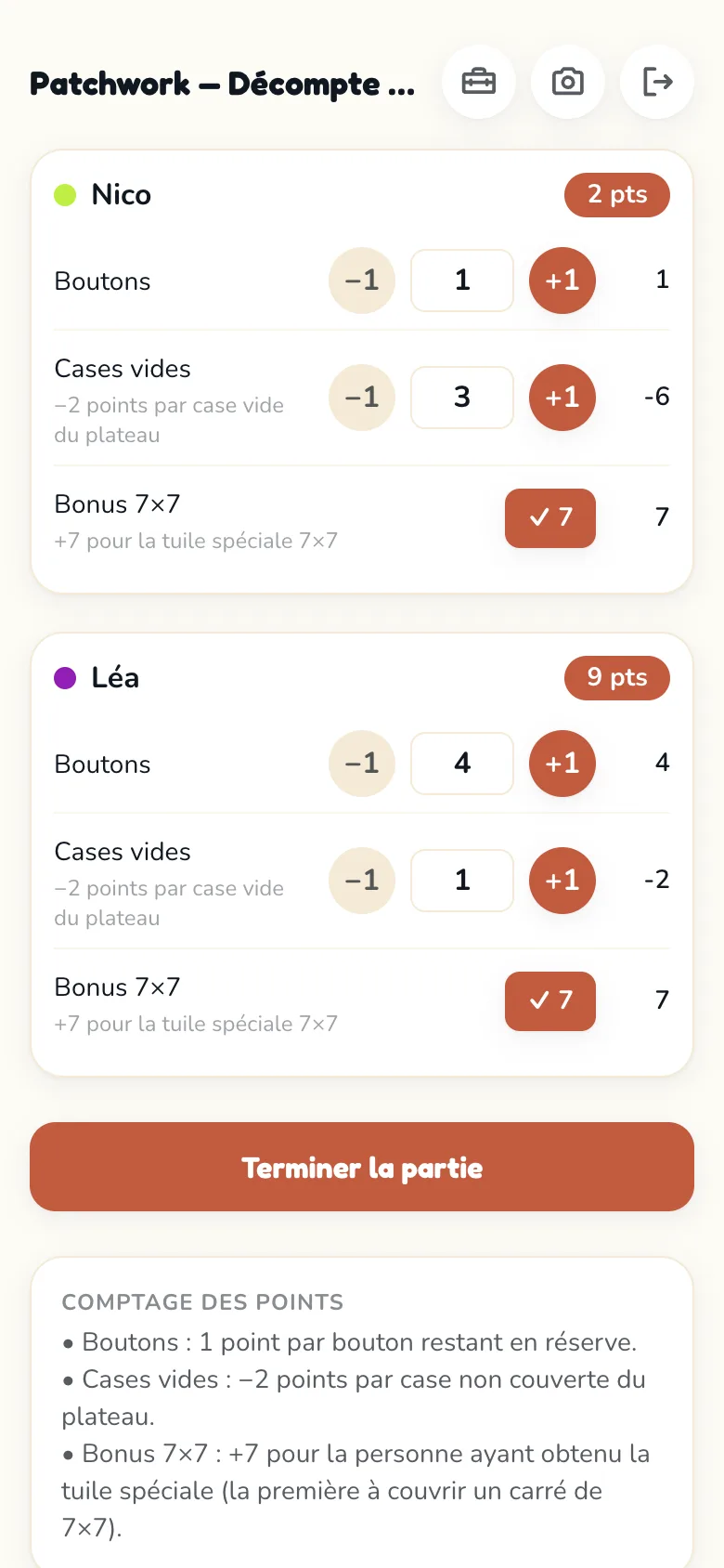 Écran de feuille de score Scoria pour Patchwork