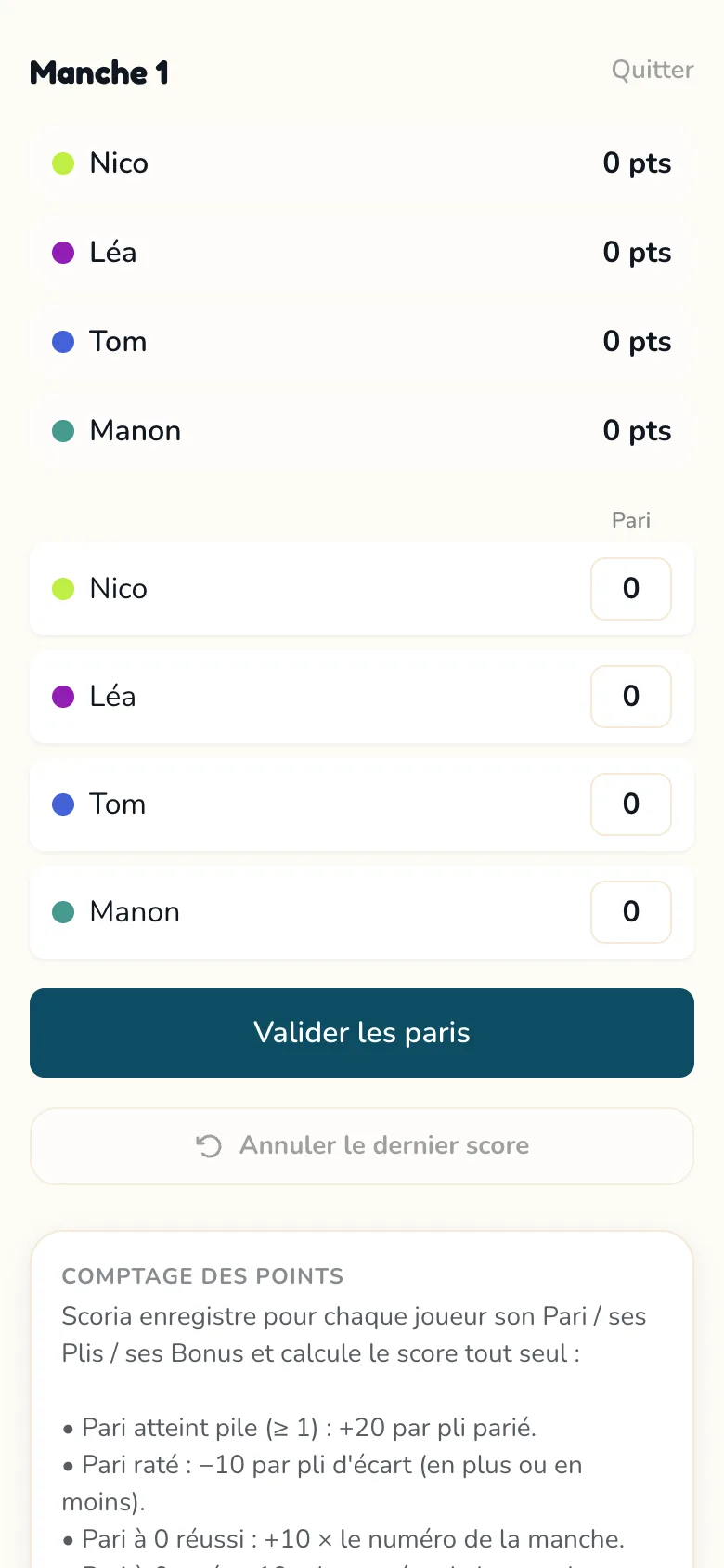 Écran de score Scoria pour Skull King