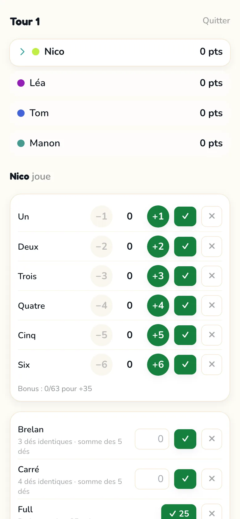 Écran de score Scoria pour le Yam's