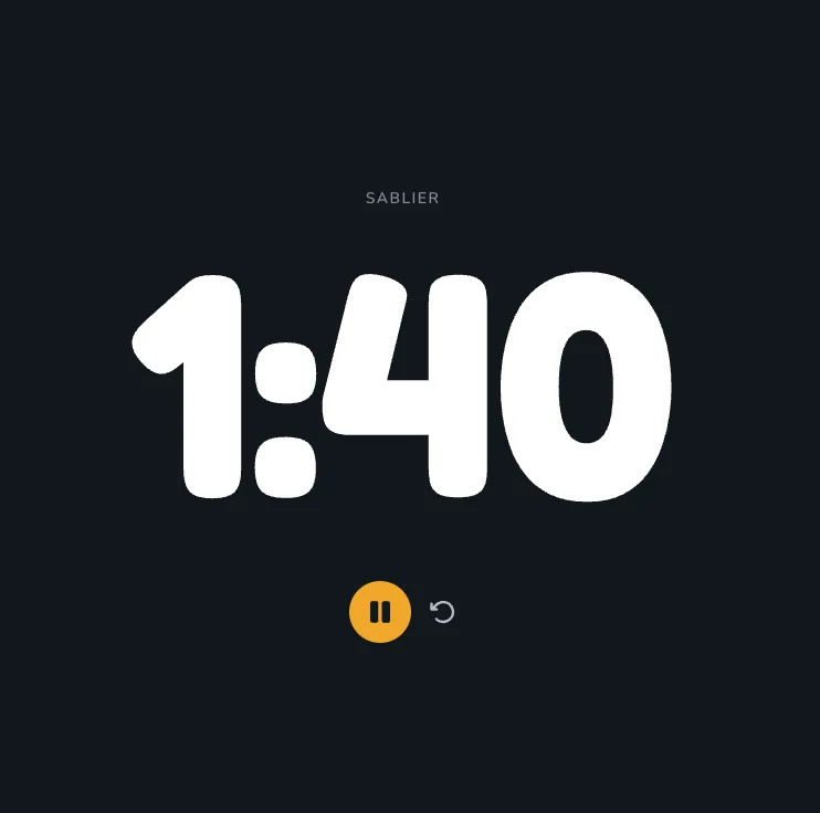 Timer Scoria en plein écran, mode sablier